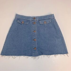 Ciminy Paris Button Down Raw Hem Denim Skirt‎ Size Small
